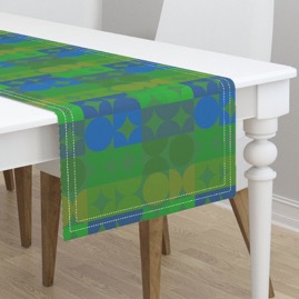 Blue Green Mod Pattern Tablerunner Gingezel at Roostery.jpeg